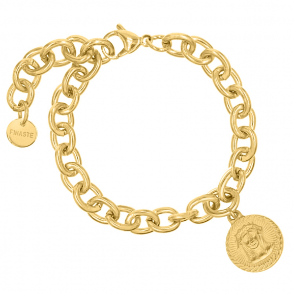 Chain armband met munt goud kleurig