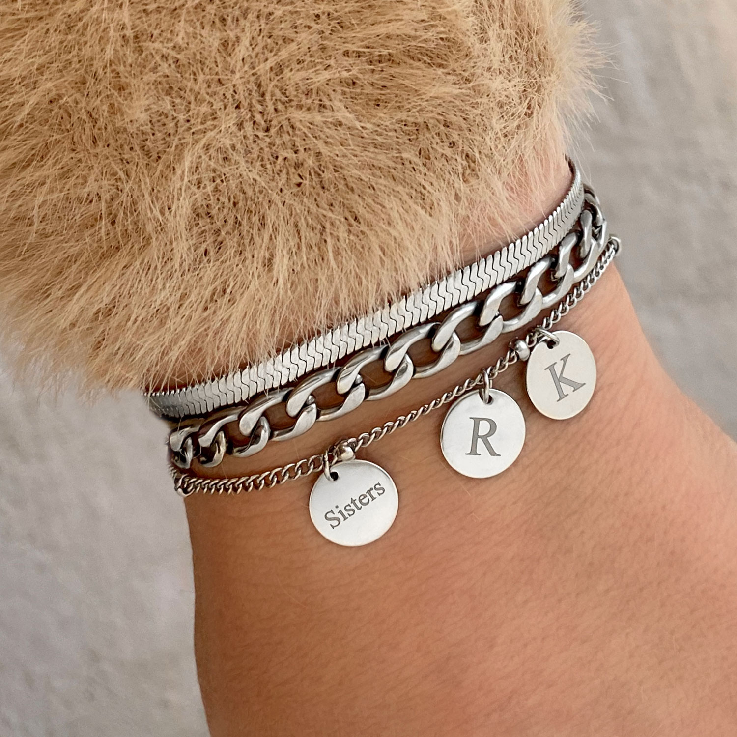 Graveerbare armband 3 muntjes 