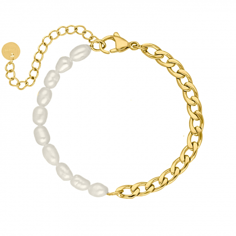 Armband Chain & Pearl goud kleurig