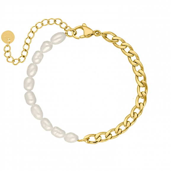 Armband Chain & Pearl goud kleurig