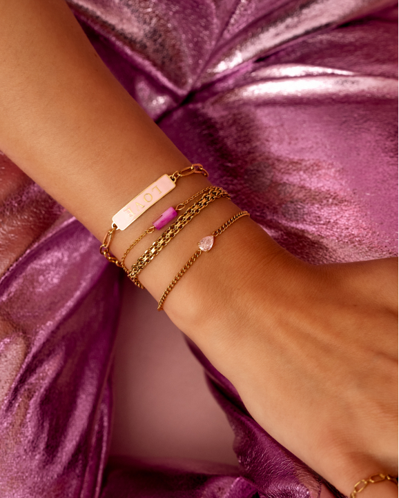 Armband sparkle drop pink goldplated