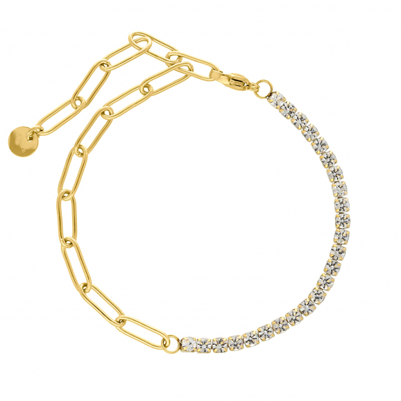 Tennis bracelet met schakels goud kleurig