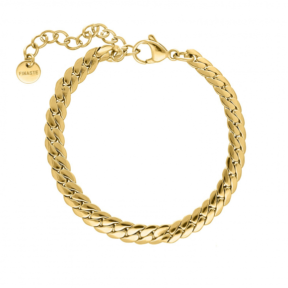 Krachtcel De Kamer Kikker Armband platte chain goud kleurig | Schakelarmbanden | Finaste