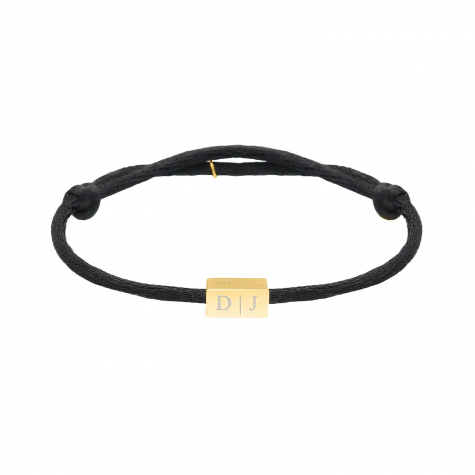 Initial cube armband zwart gold plated