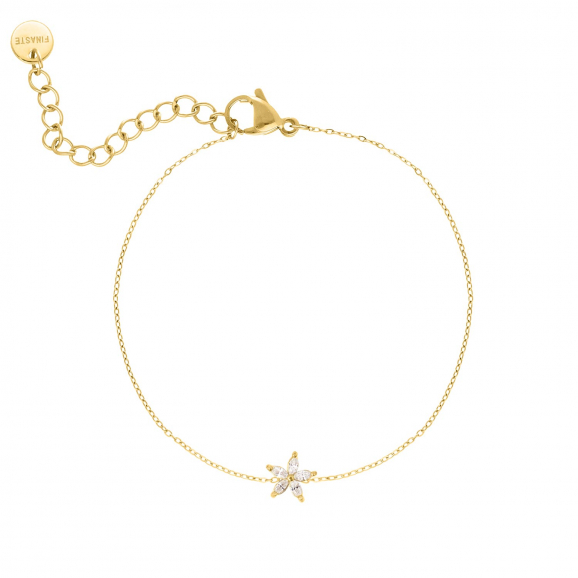 Armband sparkle flower gold plated
