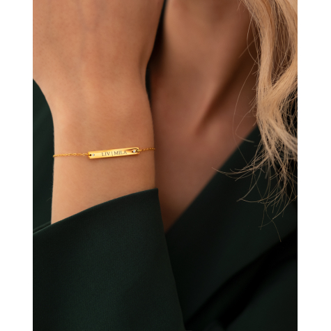 Graveerbare armband shiny bar goudkleurig