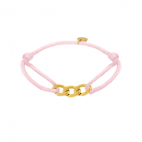 Roze armbandje met gouden chains 
