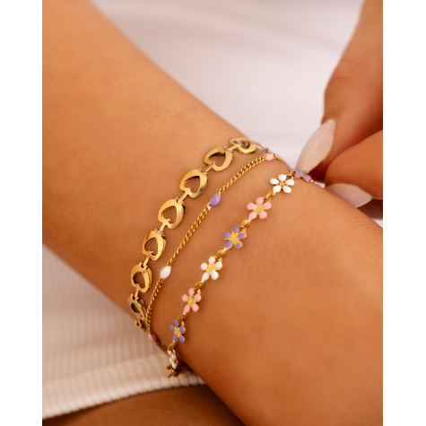Flower bracelet multicolor goldplated