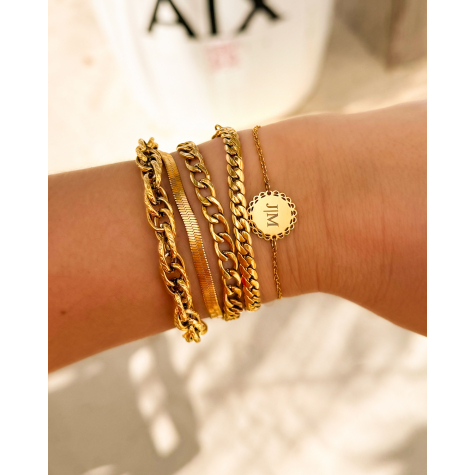 Gouden grove armband met chains