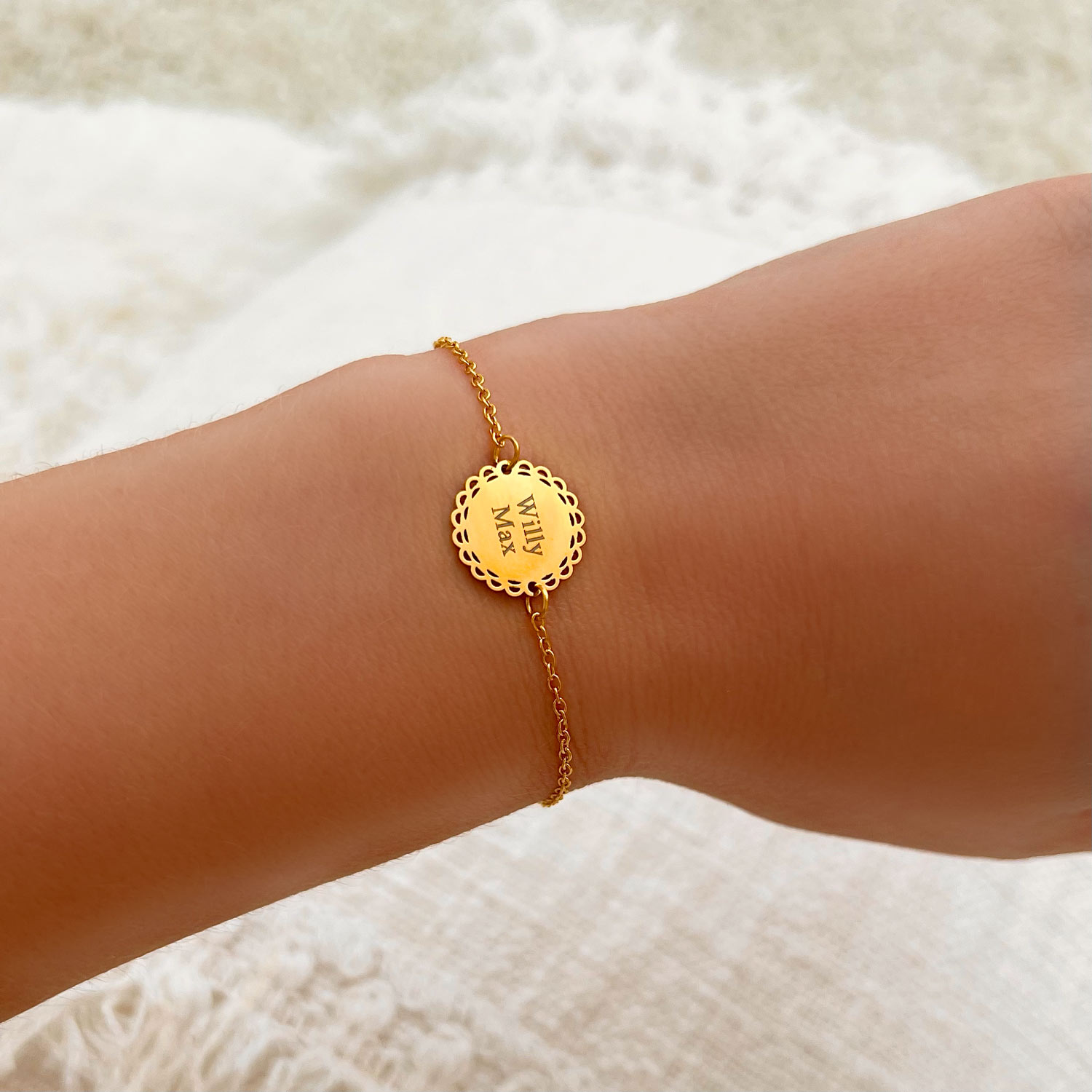 Gouden vintage bedel armband met namen