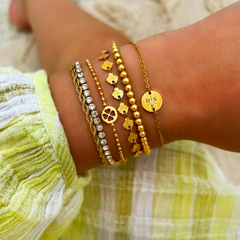 Dubbele chain & tennis armband goud kleurig