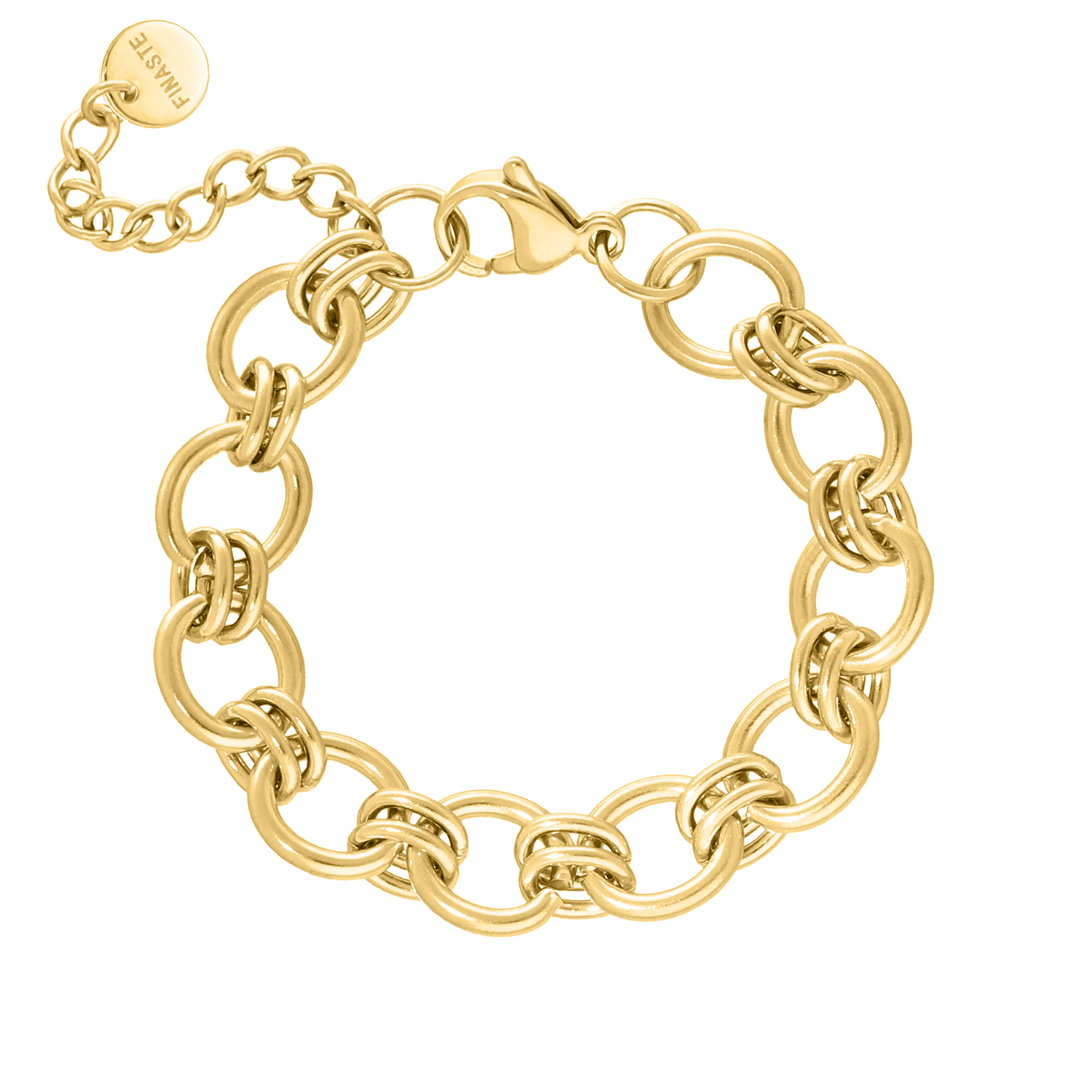 Statement bracelet round chains goldplated Finaste.nl