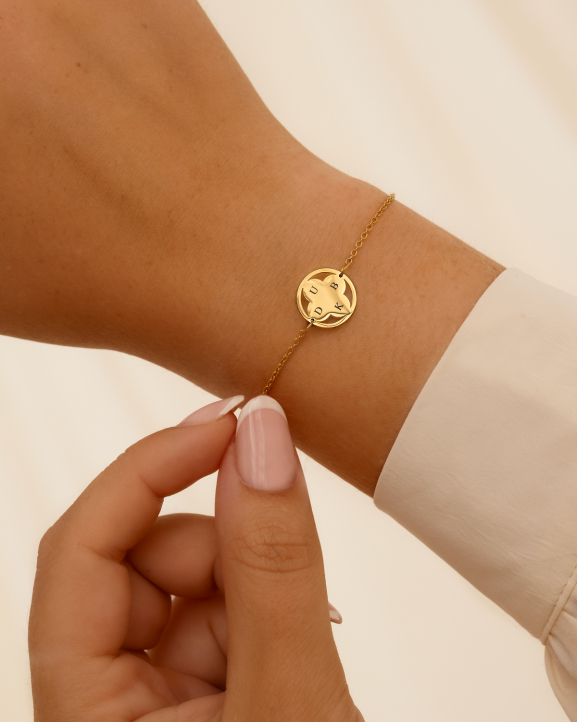 Gouden clover armband 4 initialen