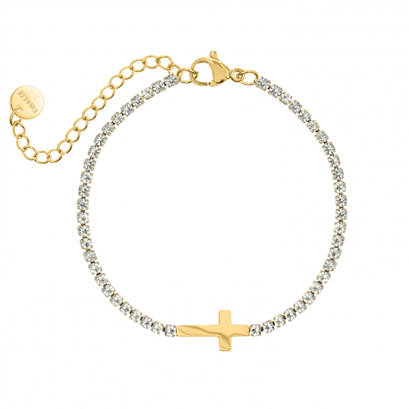 Cross & Tennis bracelet goldplated
