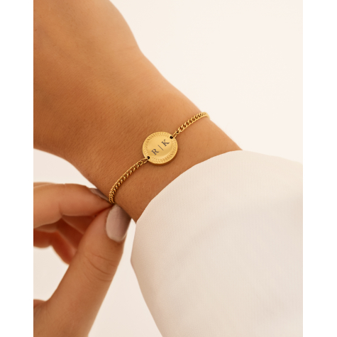 Graveerbare armband vintage coin goldplated