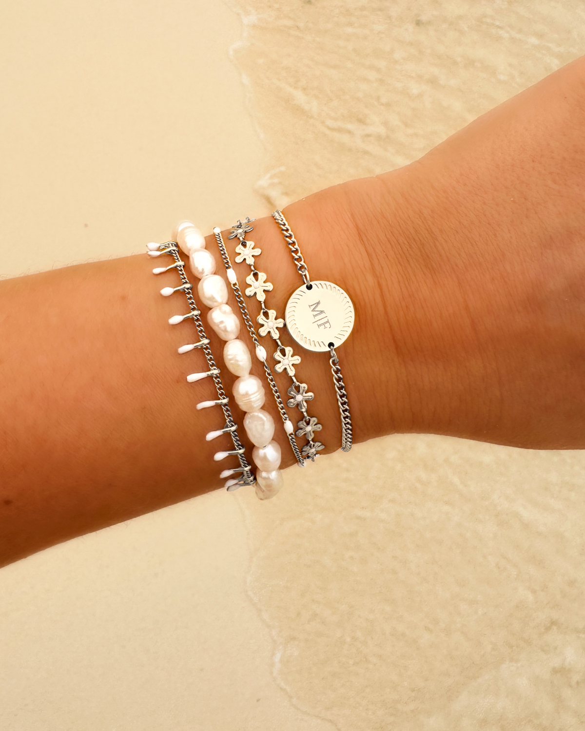 Biba metalen armband zilver 'double