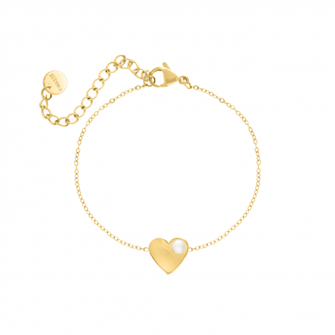 Heart & pearl bracelet goldplated