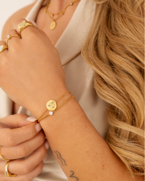 Gouden initial armband met 3 letters