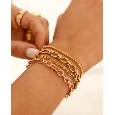 Pink chain bracelet goudkleurig