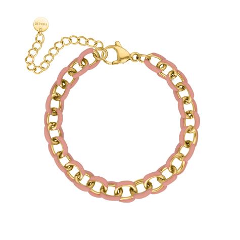 Pink chain bracelet goudkleurig