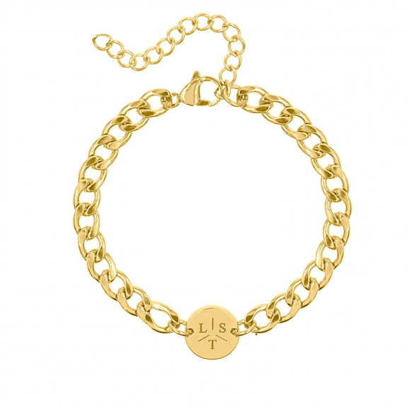 Armband Chunky 3 initials goud kleurig