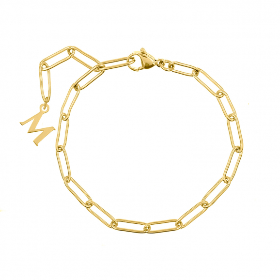 Chain armband met letter goud kleurig