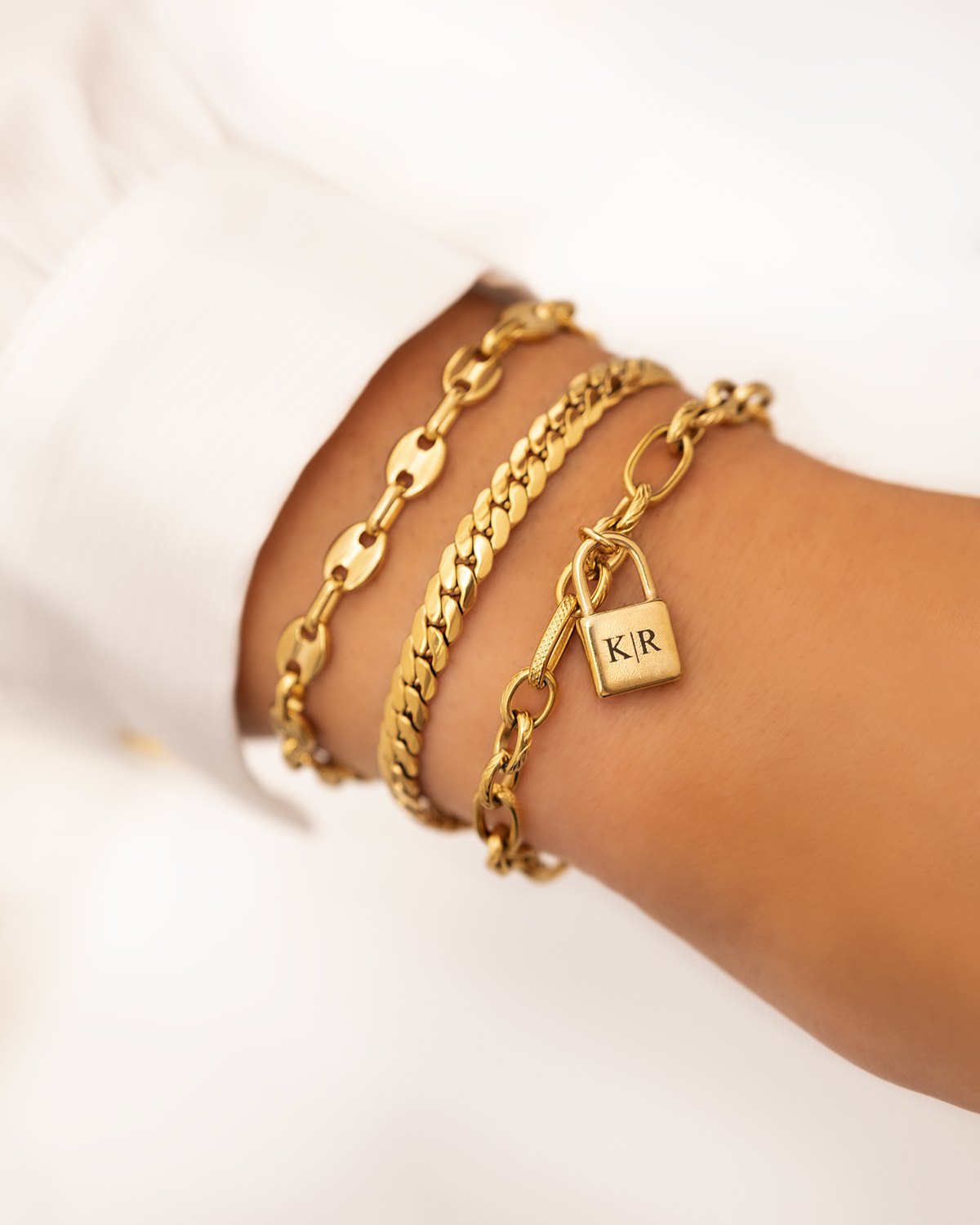 Armband platte chain goud kleurig