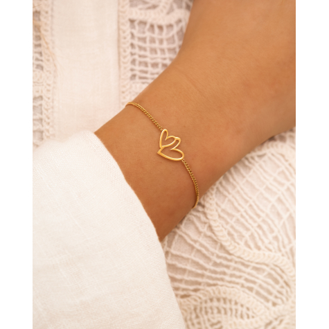 Double love heart bracelet goldplated