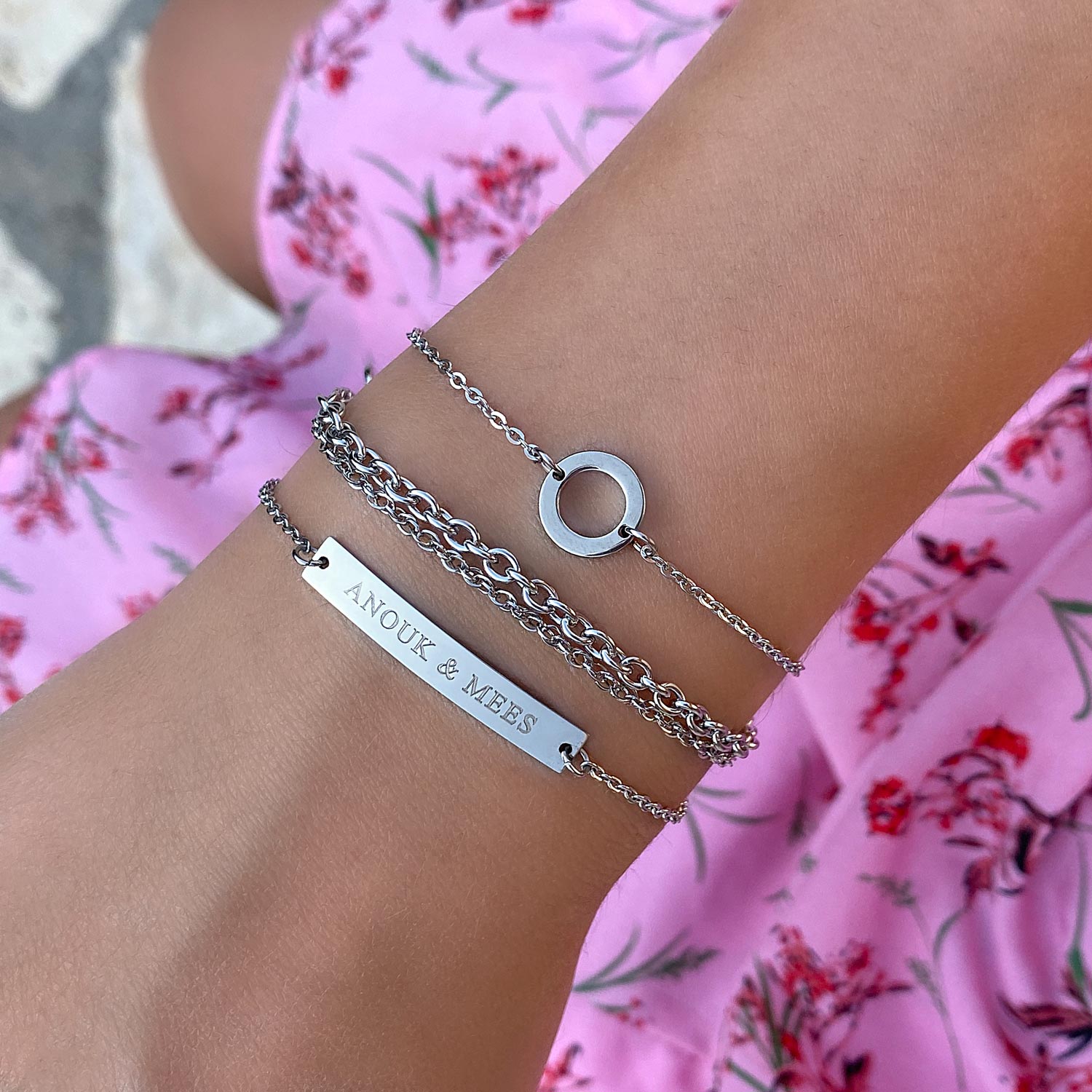 Mooie zilveren armband in een leuke mix