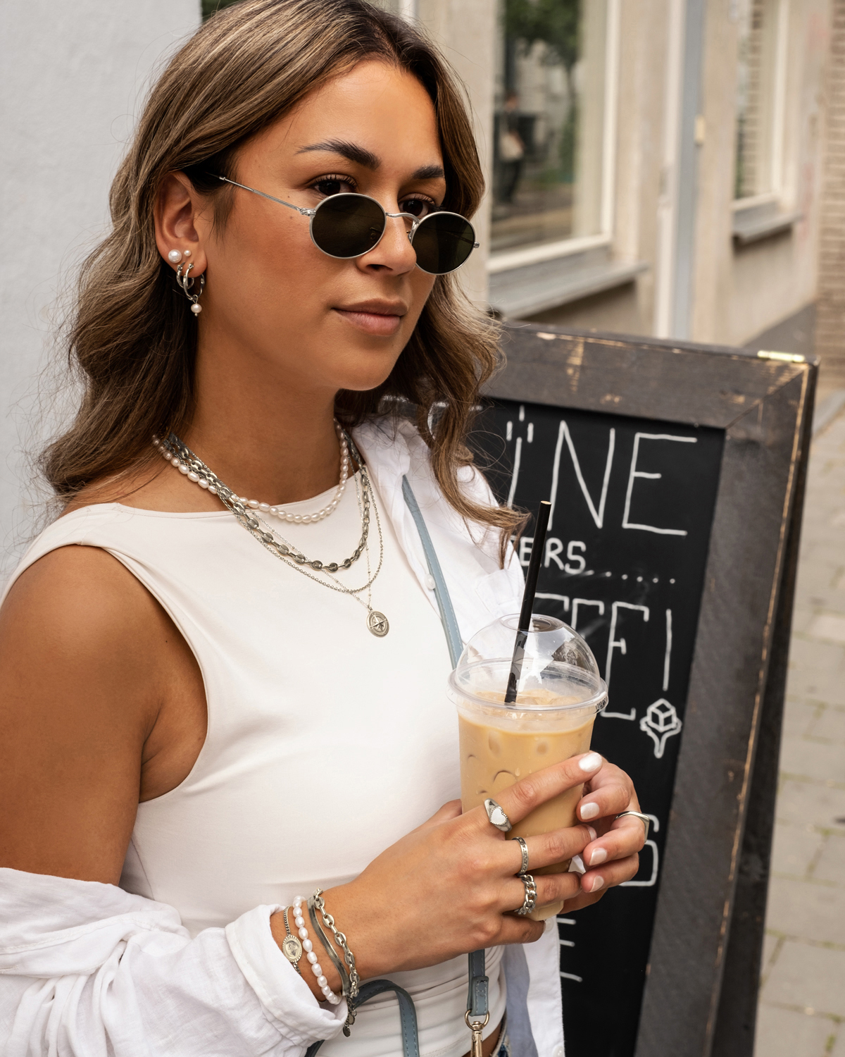 Chunky pearl hoops