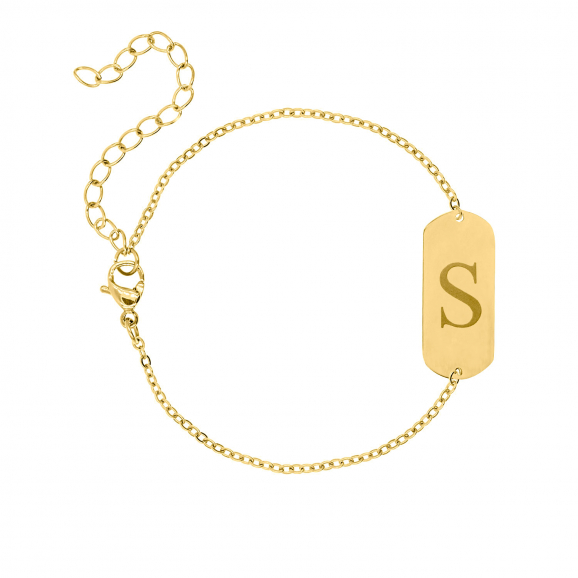 Graveerbare initial armband grote bar gold plated