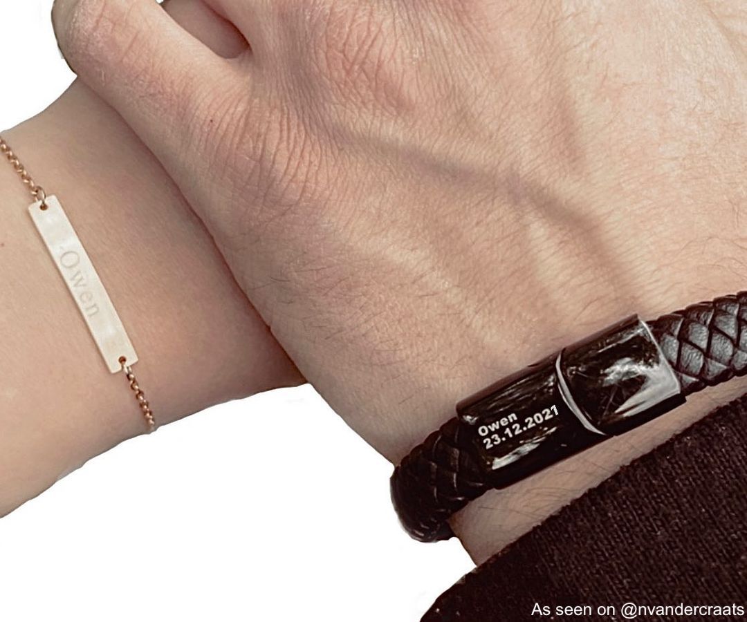 Leren mannen armband met naam zwart | Shop op Finaste.nl