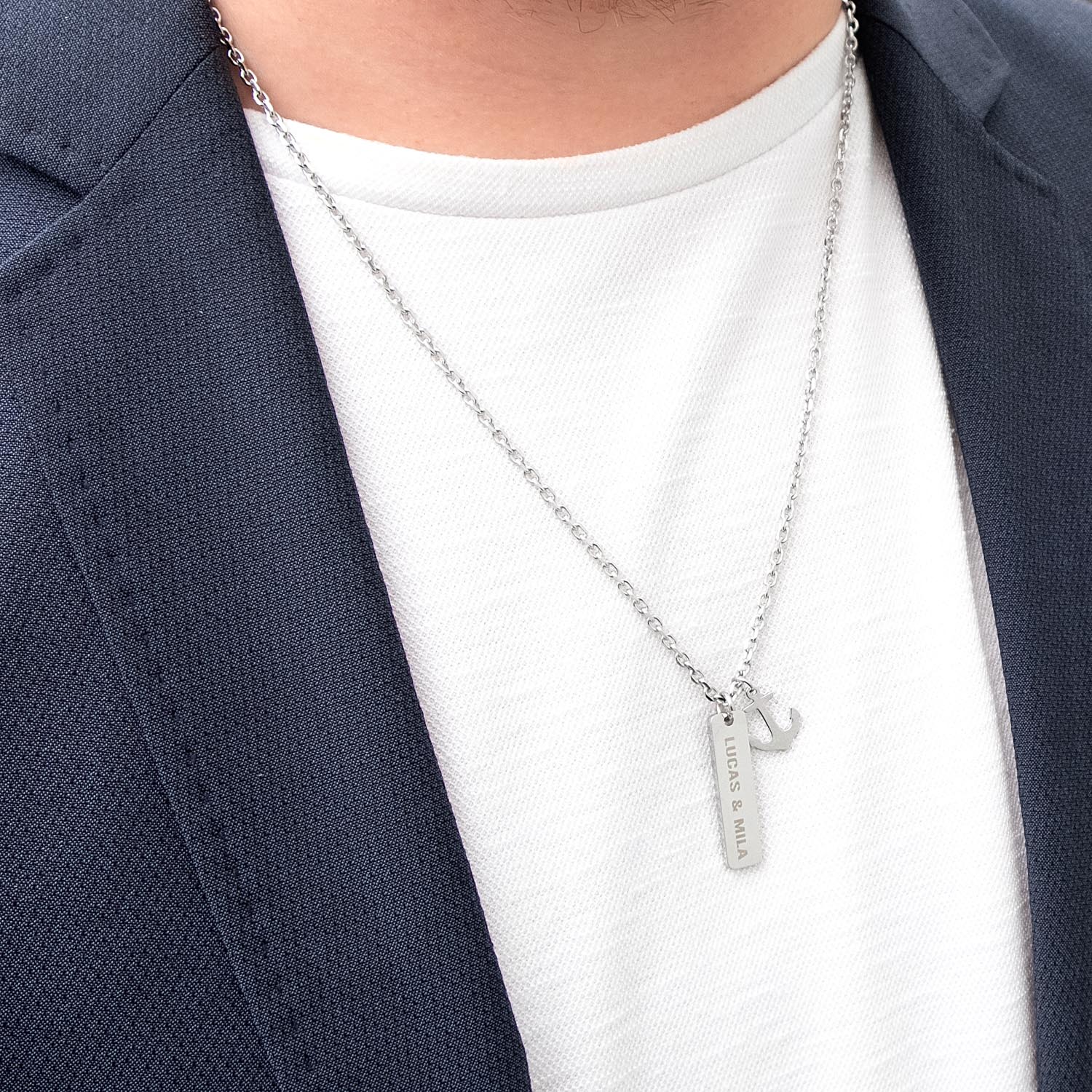 Kapper Verpletteren Willen Ketting mannen met naam anker zilver | stainless steel | Finaste