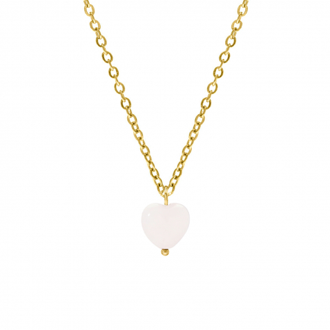 Heart necklace rosequartz goldplated