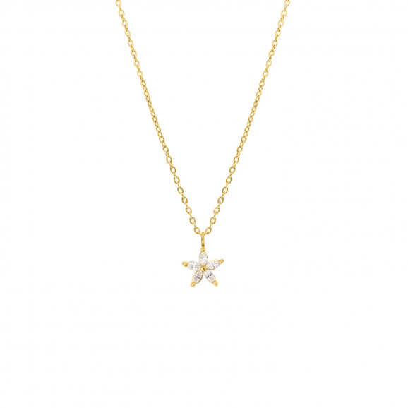 Sparkle flower ketting gold plated