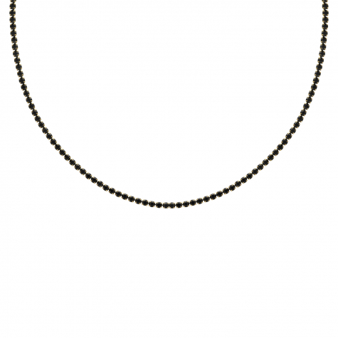 Tennis necklace black stones goudkleurig