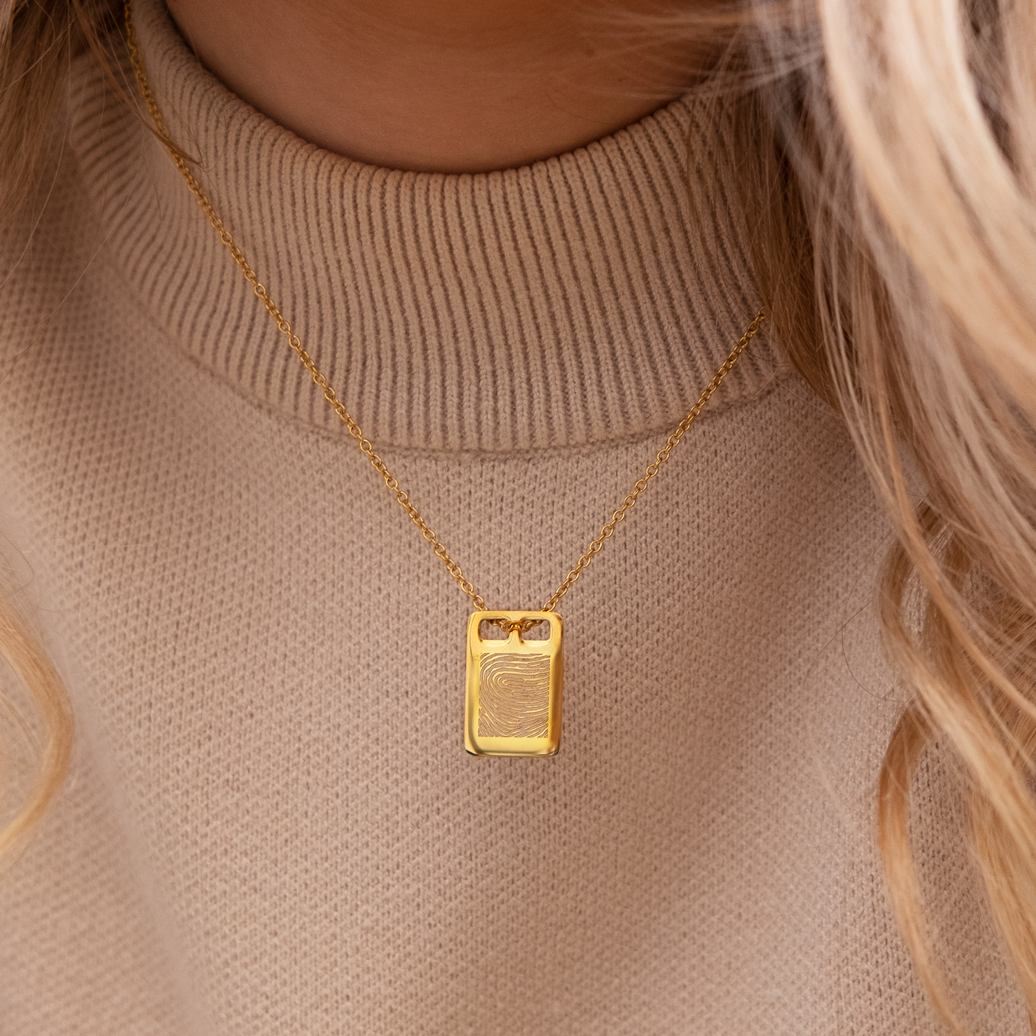 Tag ketting vingerafdruk goud kleurig