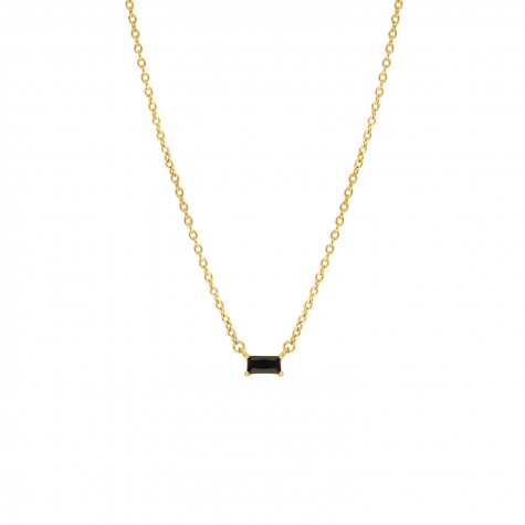 Ketting little black stone goldplated