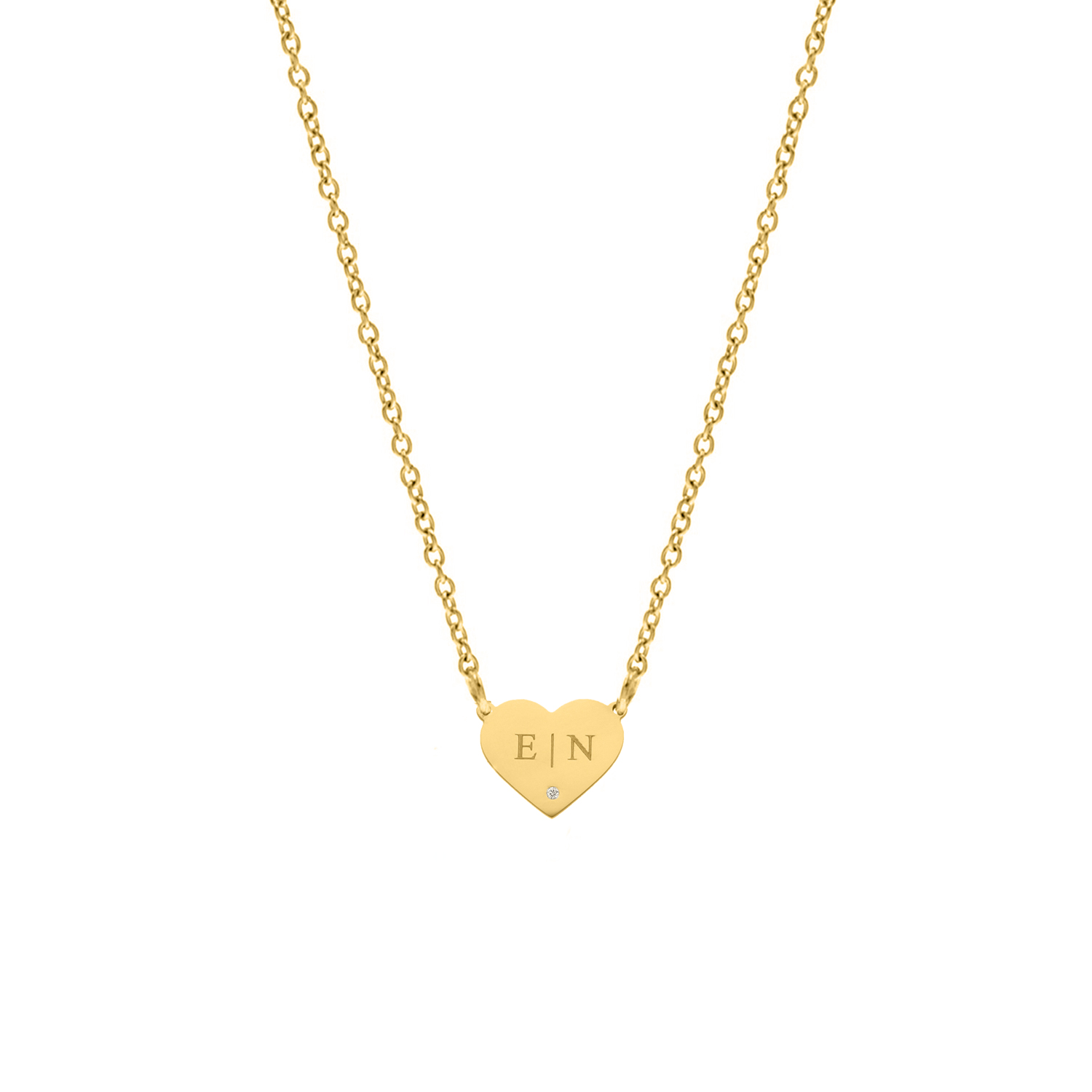 Graveerbare ketting shiny heart goudkleurig