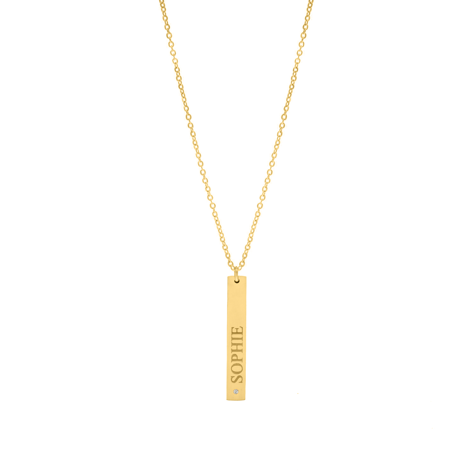 Graveerbare ketting shiny bar goudkleurig