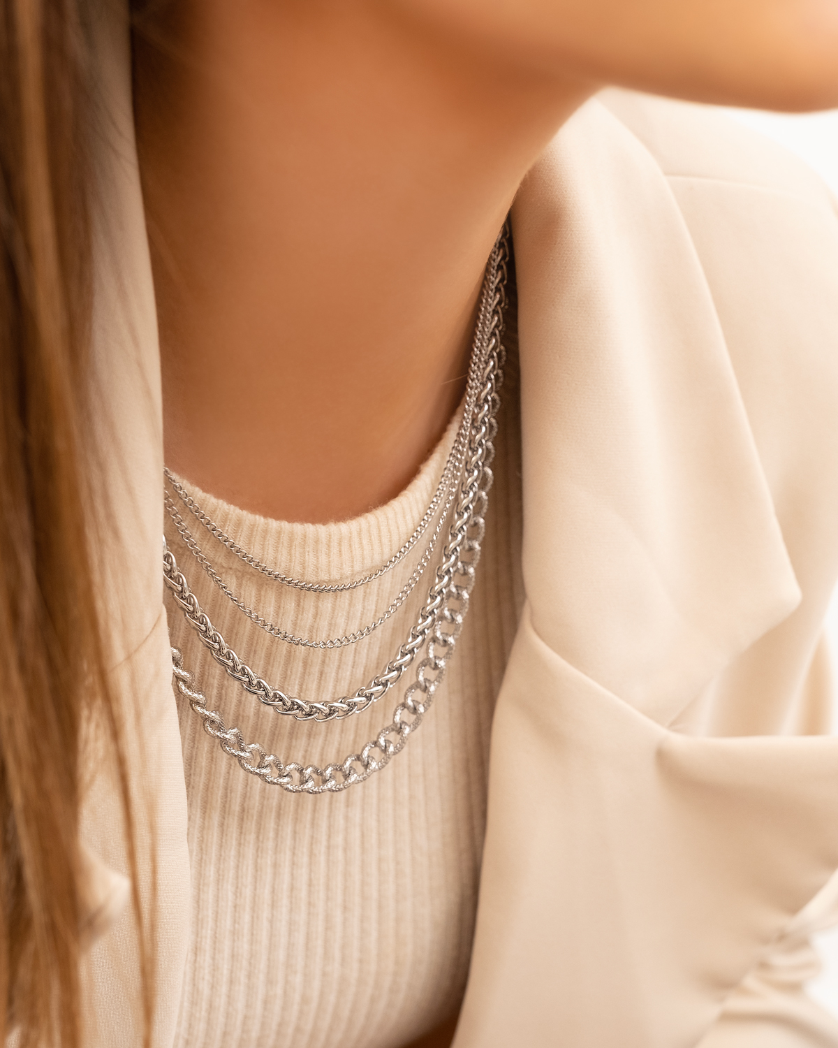 Trendy chain ketting in het zilver