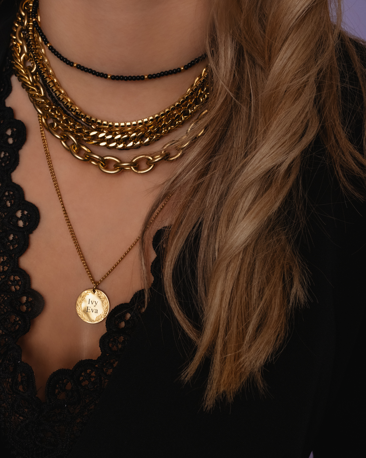 Gouden necklaceparty goud en zwart