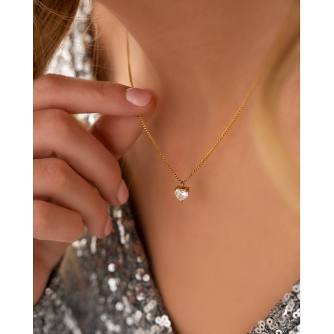Ketting sparkle heart goldplated