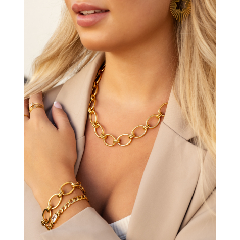 Big statement necklace round chains goldplated