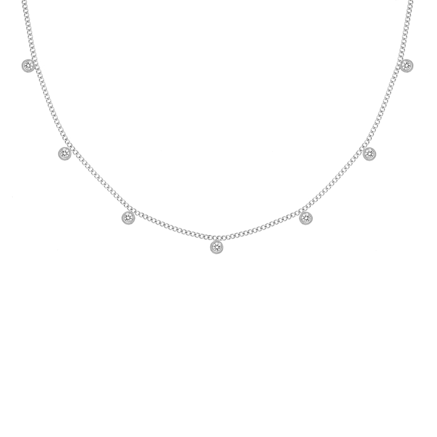 Zilveren ketting met diamantjes