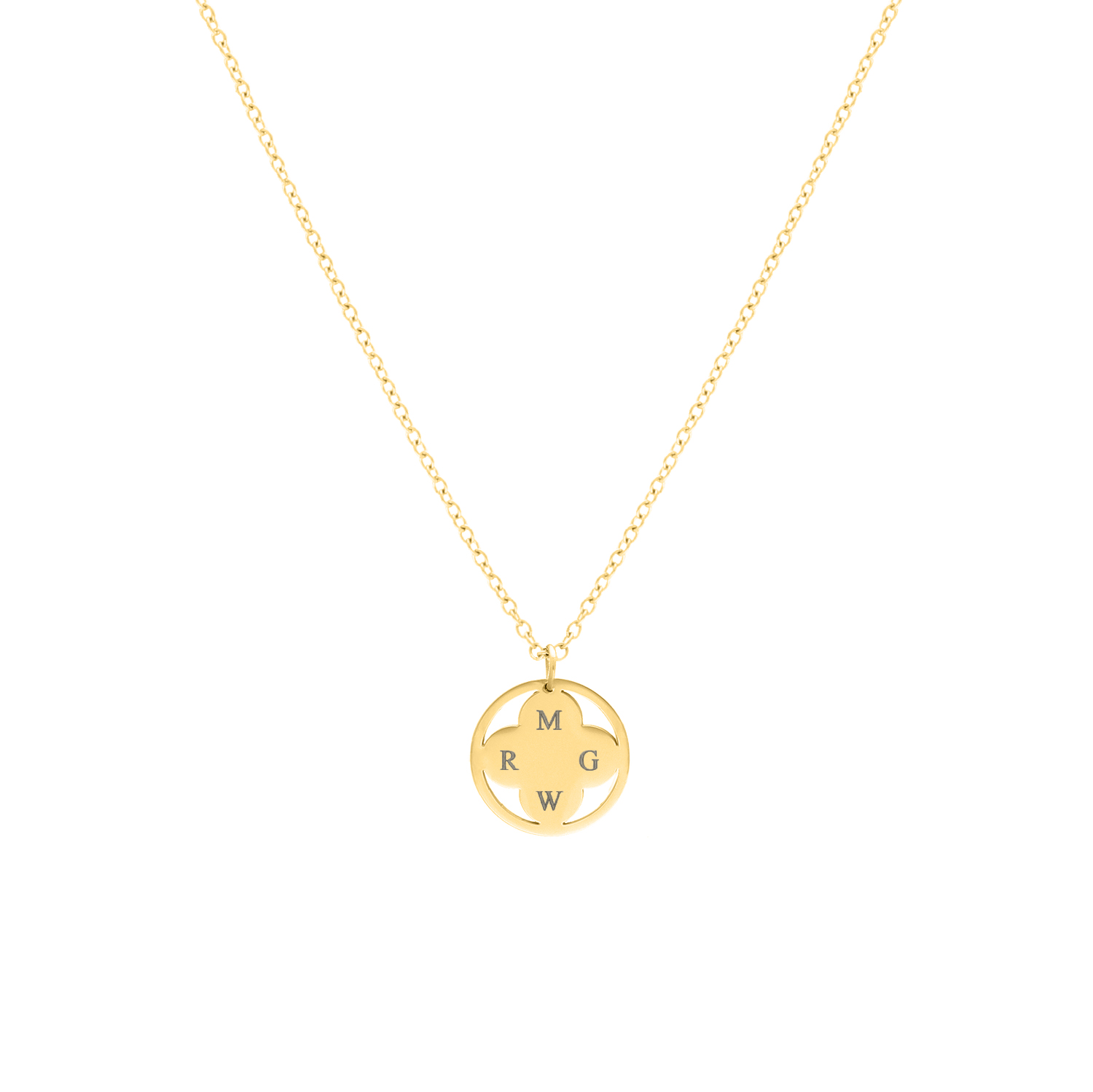 Clover ketting 4 initials goudkleurig