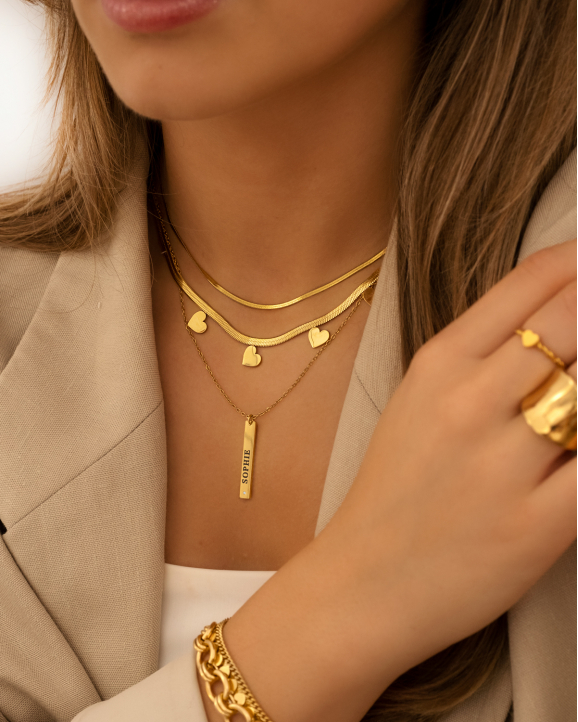 Gouden necklaceparty met hartjes ketting