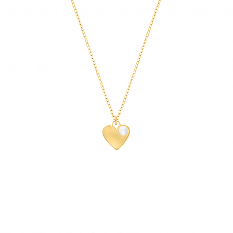 Heart & pearl necklace goldpated