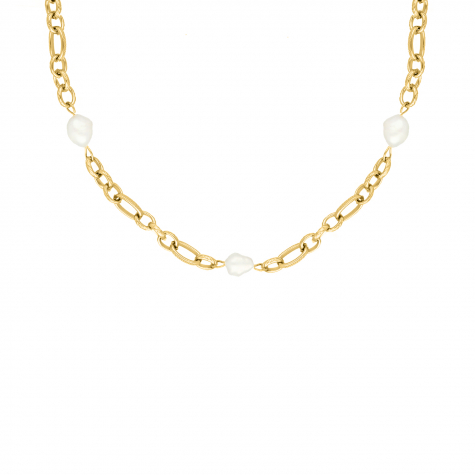 Chain and pearl necklace goudkleurig