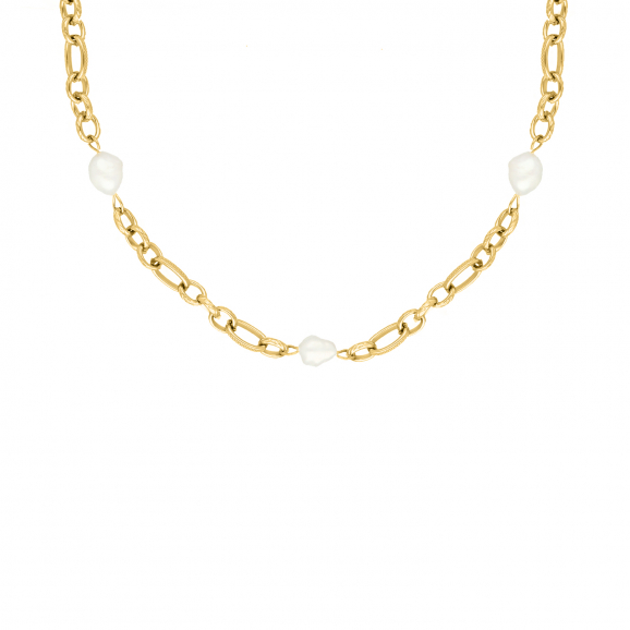 Chain and pearl necklace goudkleurig